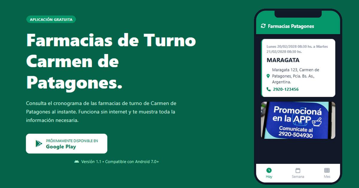 Descargar la App de Farmacias de Turno de Carmen de Patagones
